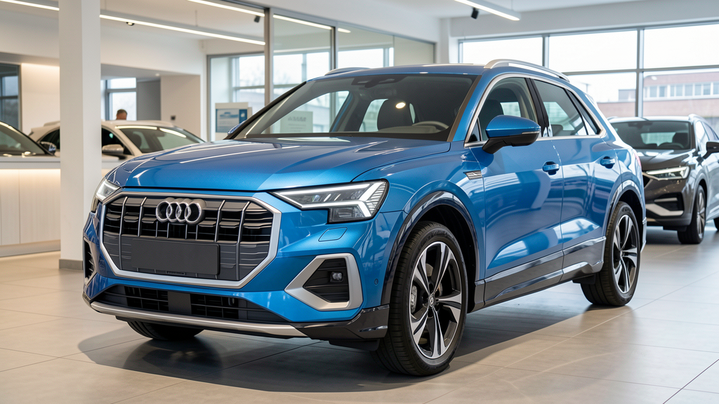 Audi Q4 e-tron 2026 ön görünüm, Singleframe kapalı ızgara ve LED farlar