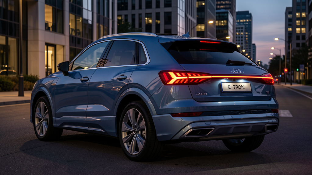Audi Q4 Sportback e-tron arka gorunum, LED stop isik seridi, e-tron logosu