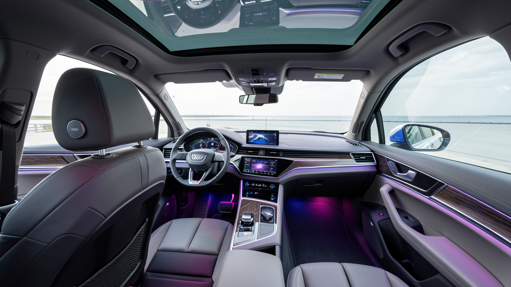Audi Q6 SUV e-tron ic mekan, kokpit, Bang & Olufsen hoparlor