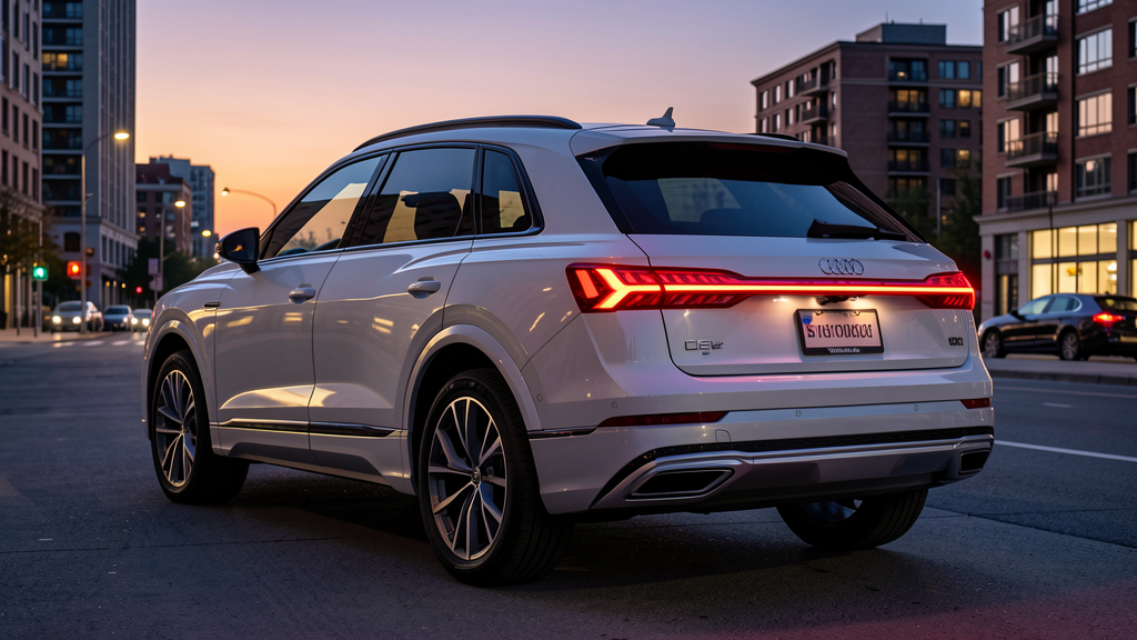Audi Q6 SUV e-tron arka gorunum, dijital OLED arka farlar, kesintisiz isik seridi